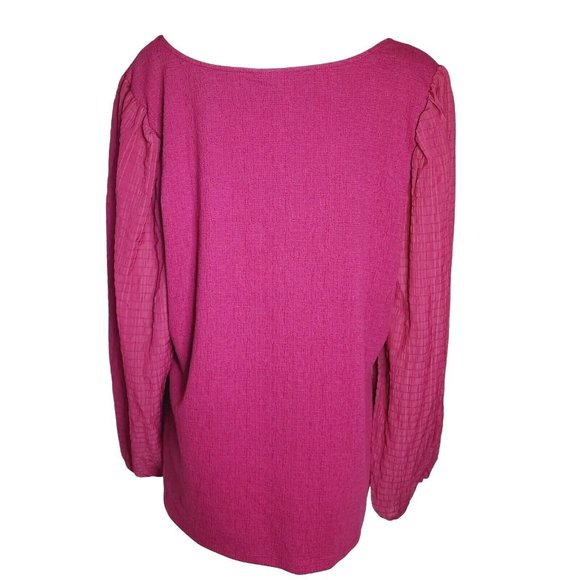 NWT AVA & VIV Solid All Purple 3/4 Sleeve Crepe Top Womens Plus Size 3X - Picture 3 of 8